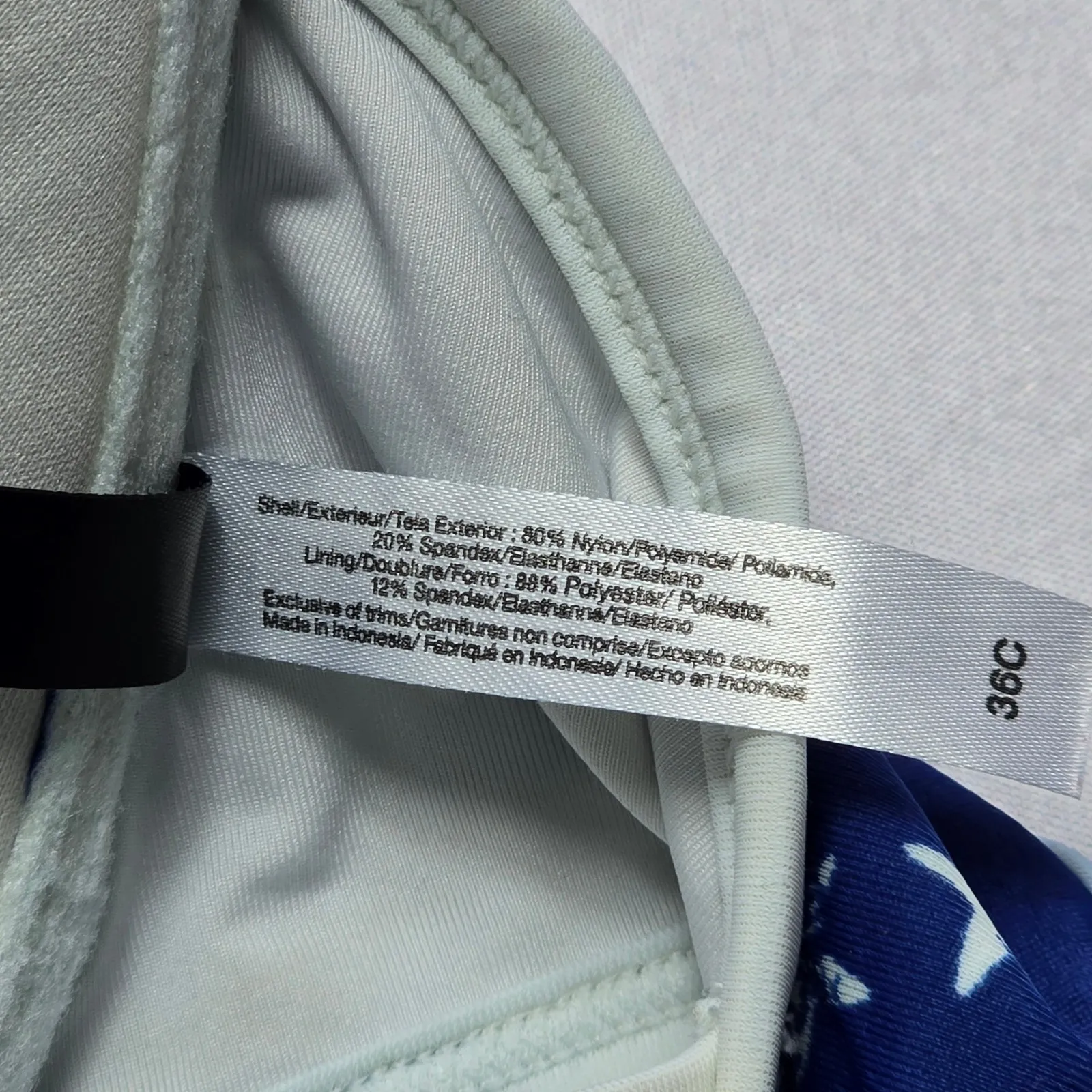 Adore Me Blue Stars Push Up Halter Tie Swim Boho Sports Bra‎ Bikini Top 36C - Image 5