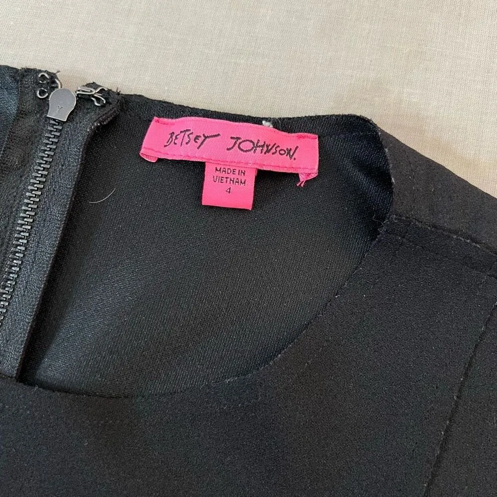 Betsey Johnson black rough seamed business professional sheath dress size 4 - Image 9