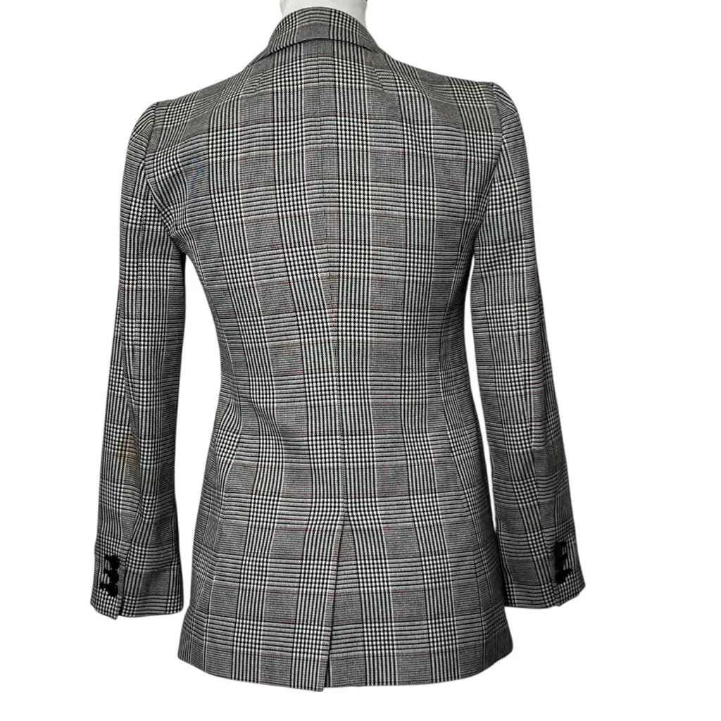 J.Crew Lady Glen Plaid Blazer 00 Petite Gray Tie Front Long Sleeve Wool Look - Image 4