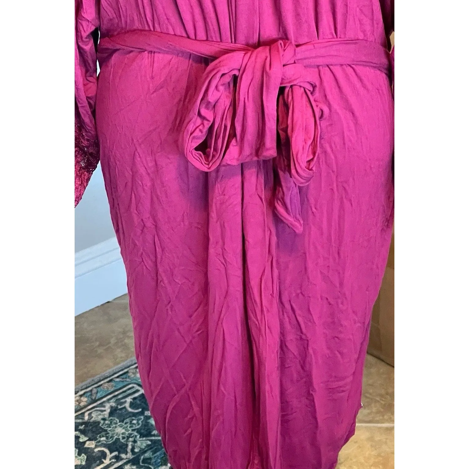 Adore Womens Sz XL Dressing Gown Bath Robe Lace Sleepwear Lounge Wrap Kimono - Image 5