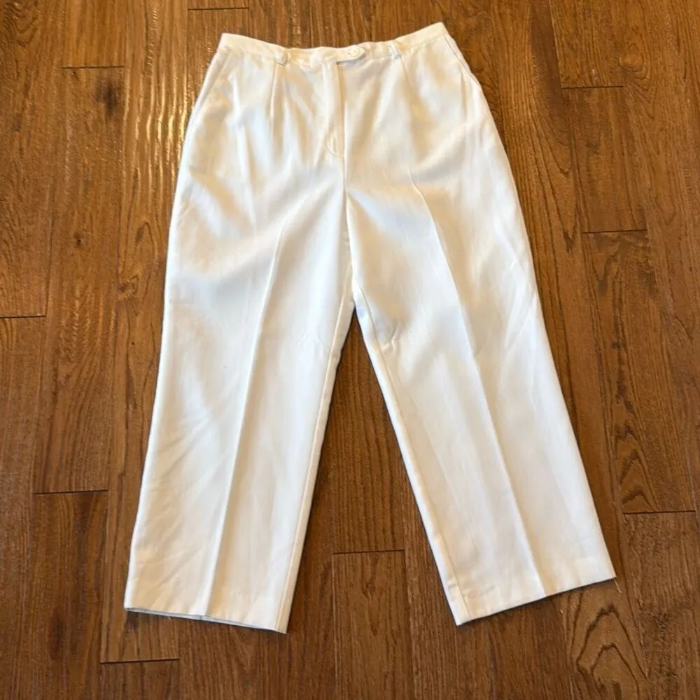 Sag Harbor white tailored lined pleat front pant size 12p - Image 2