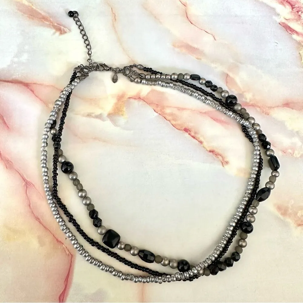 Premier Designs silver and black multi strand beaded necklace - Image 7