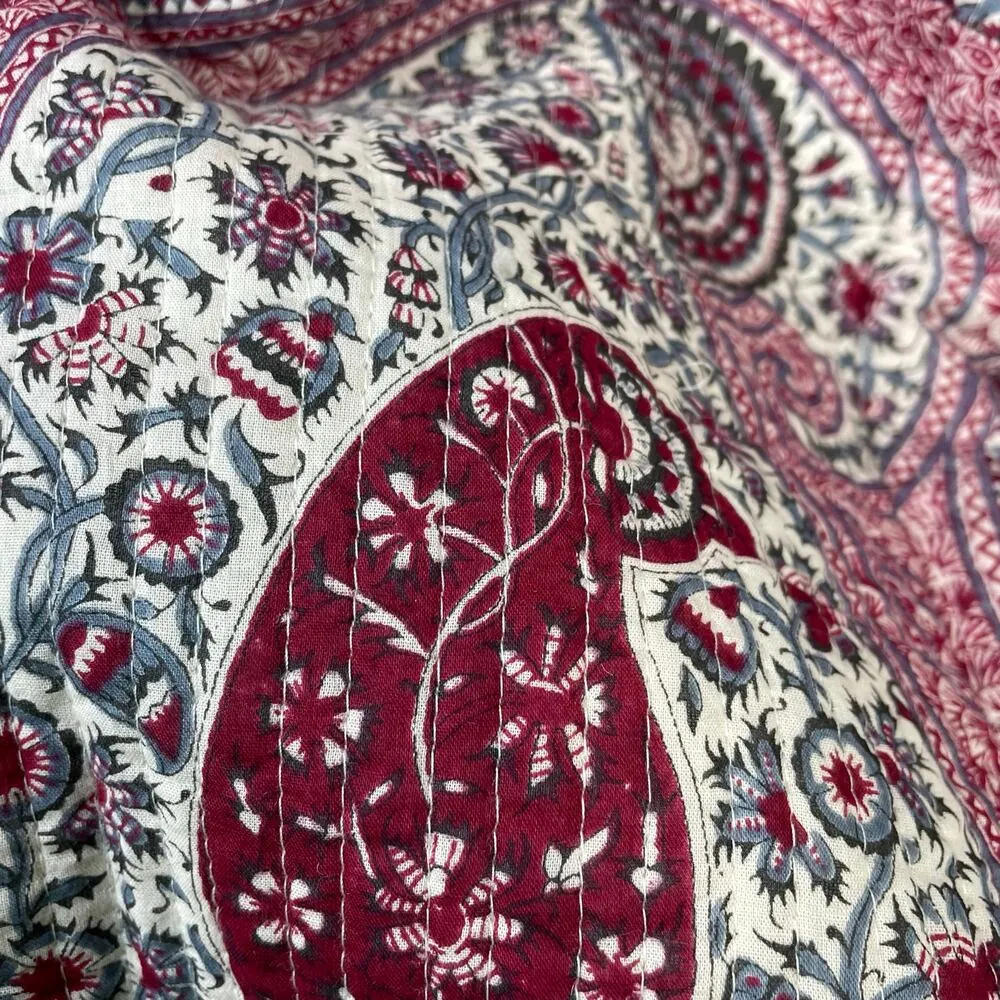 Antik Batik Quilted Cotton Voile Paisley Tajar Ankle Cargo Pants Trousers S 38 - Image 8