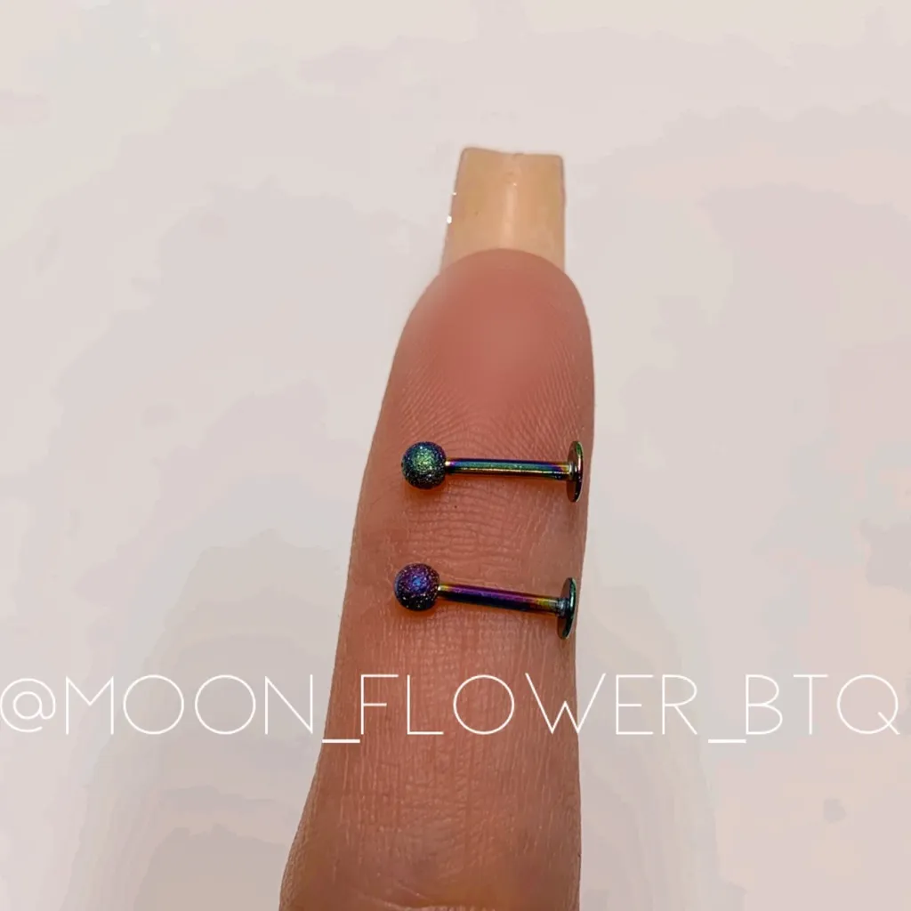 Rainbow Sparkle Sandblast Flat Back Earrings Purple - Image 7