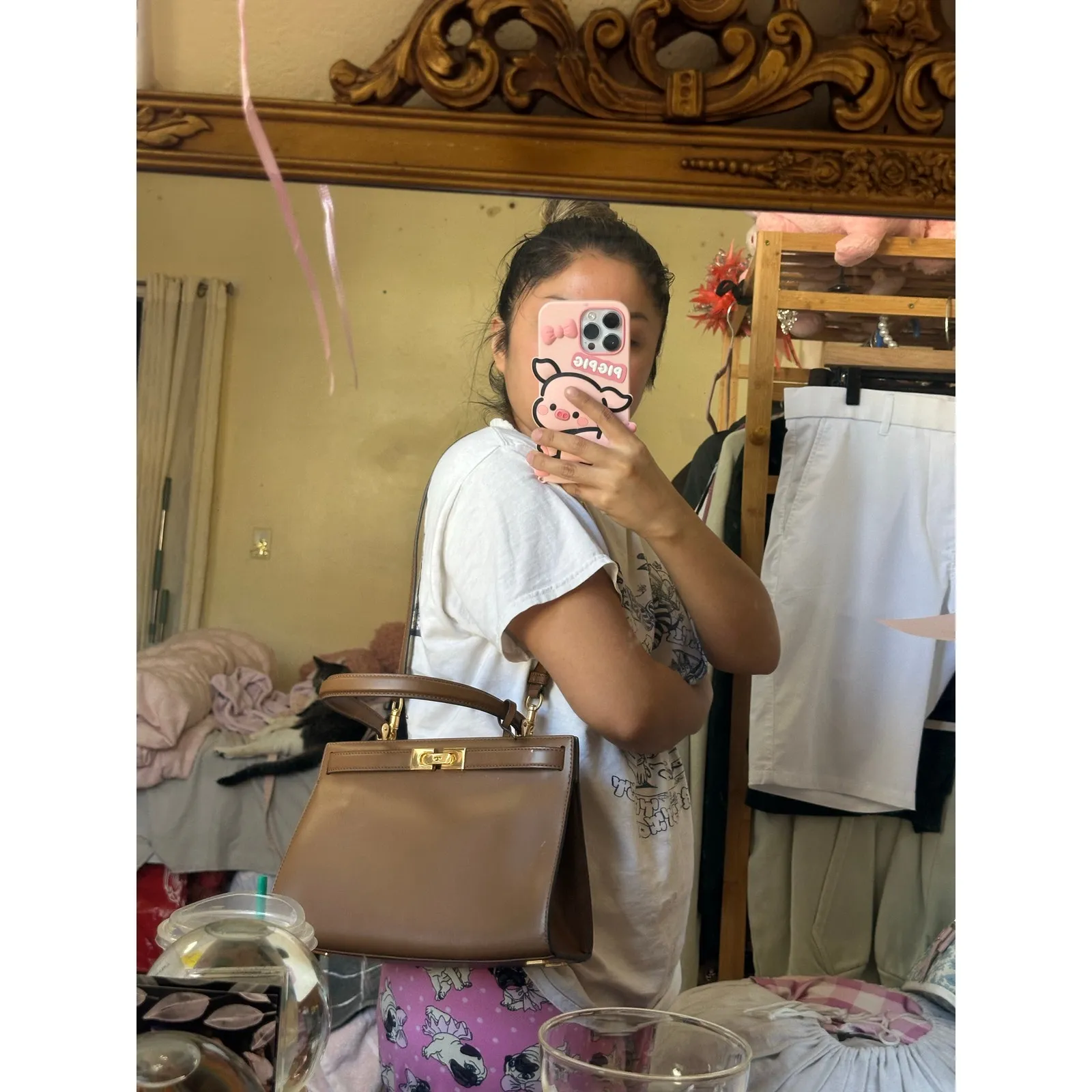 Tory Burch Lee Radziwill Bag Small Brown with Gold Hardware - Image 15