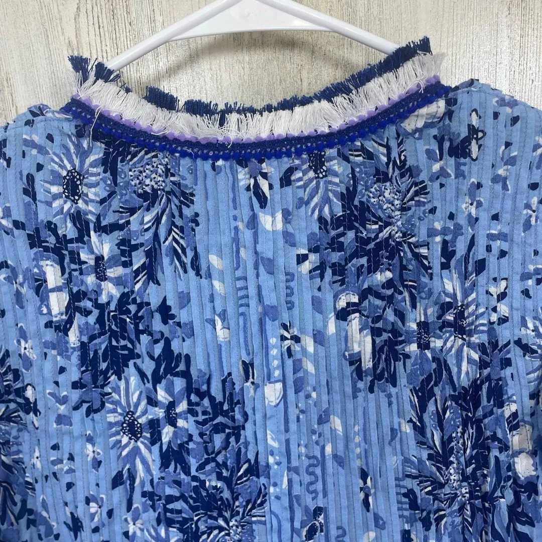 Poupette St Barth Sasha Mini Dress French Blue sz S Tassels Vacation Boho Resort - Image 14