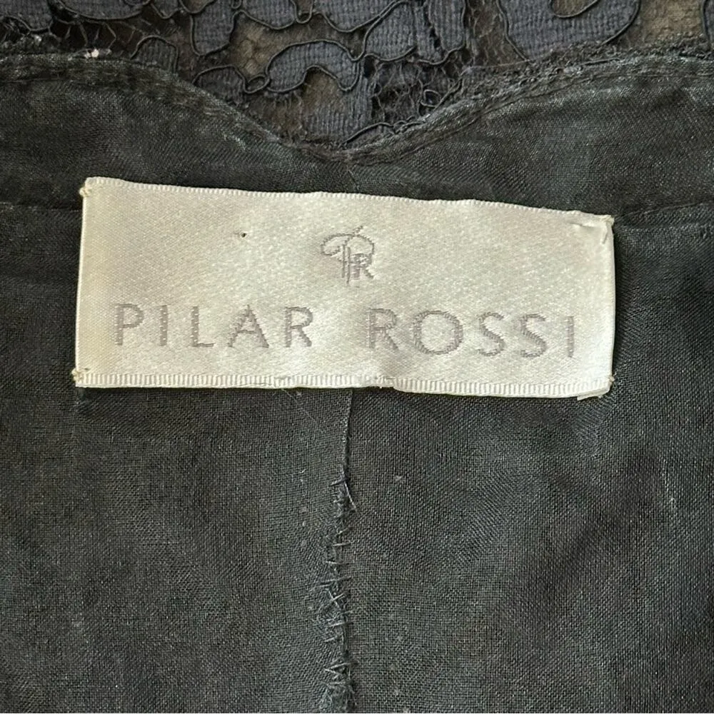 Pilar Rossi Women’s Size M Black Lace Scalloped Hems Long Sleeve Dress Jacket Size M - Image 6