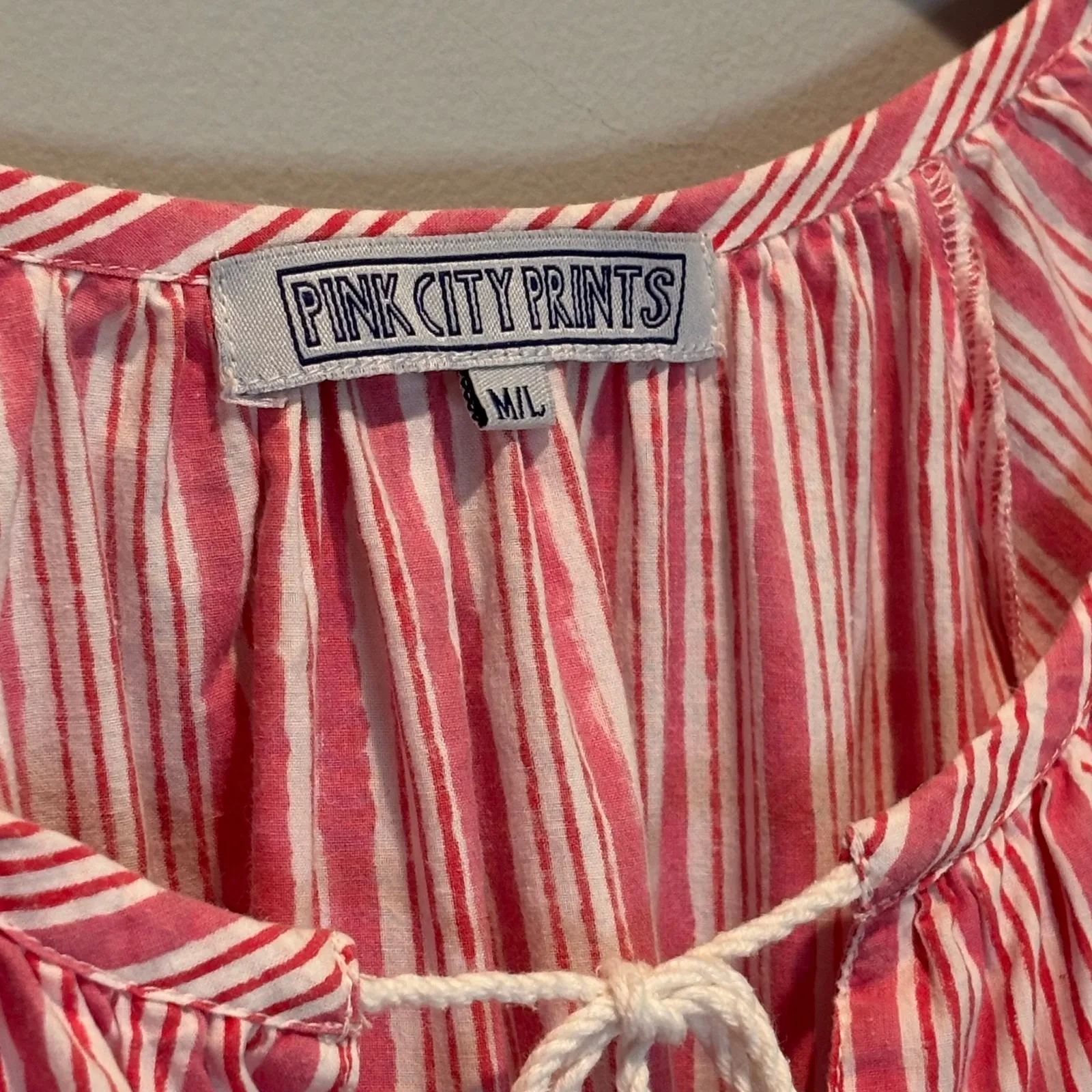 Tuckernuck Pink City Prints Pink & White Striped Cotton Shirt Dress - size M/L - Image 4