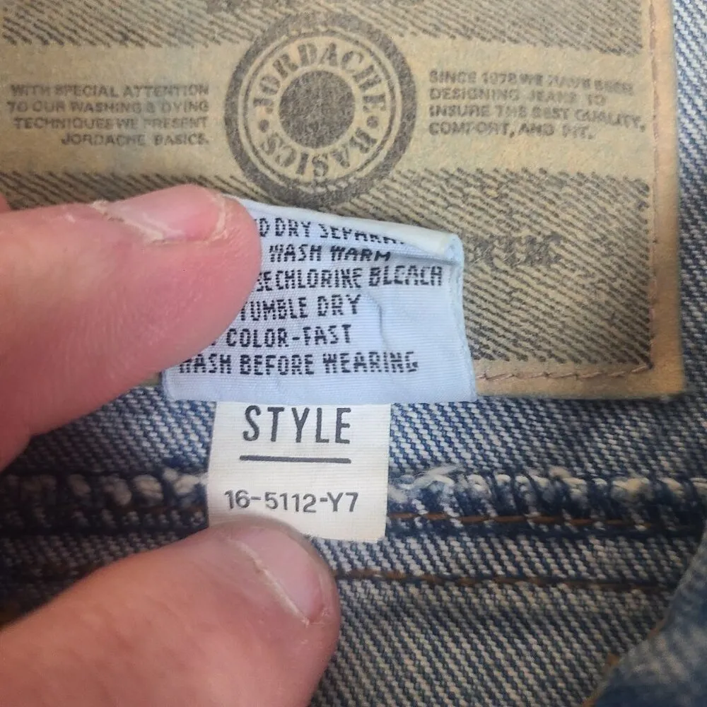 Vintage Jordache Denim Jacket  Embellished Sequined Acid Wash Parrot Design Sz L - Image 6