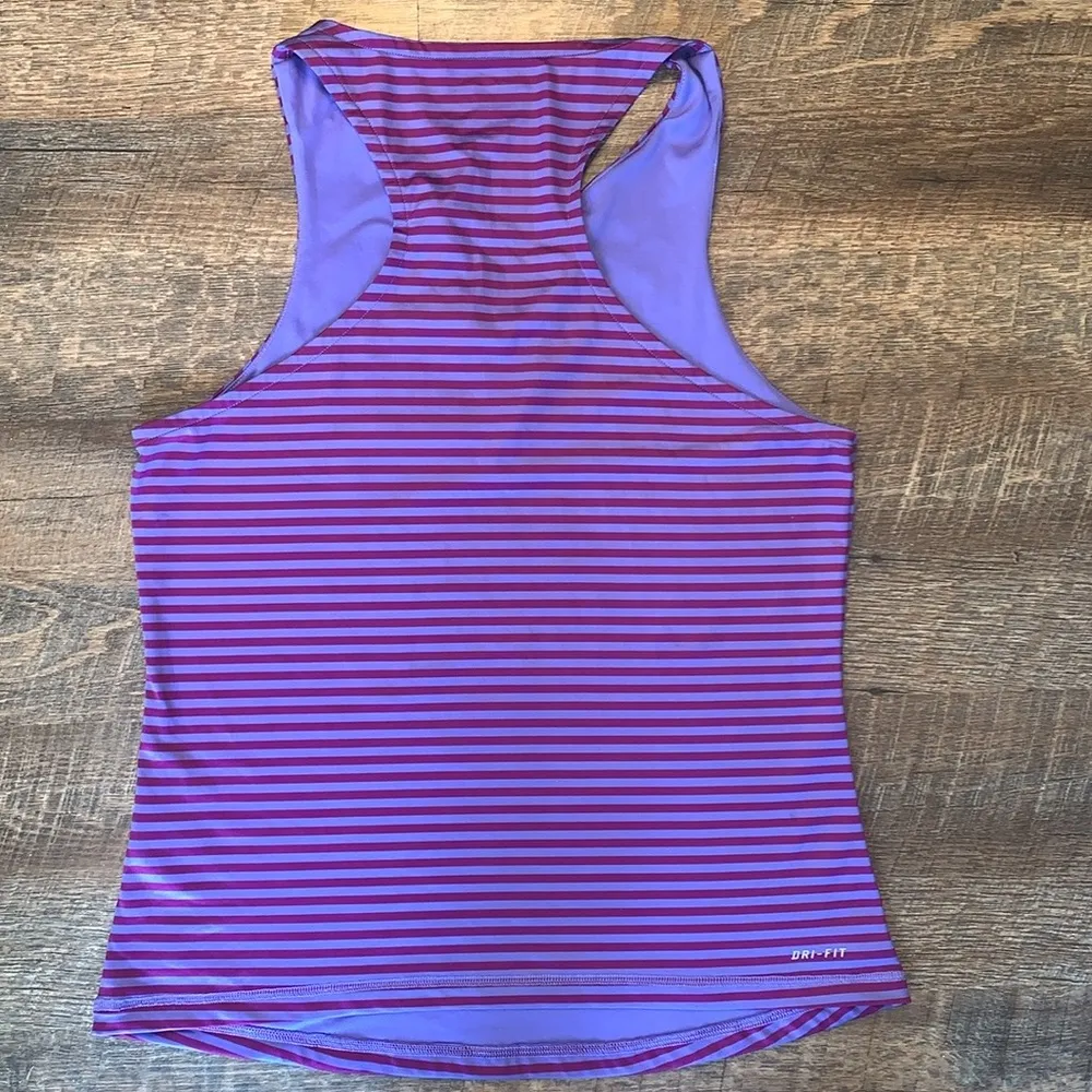 Nike Golf/Tennis/Pickleball Sleeveless Dri-Fit Purple Striped Top Women’s Large - Image 6