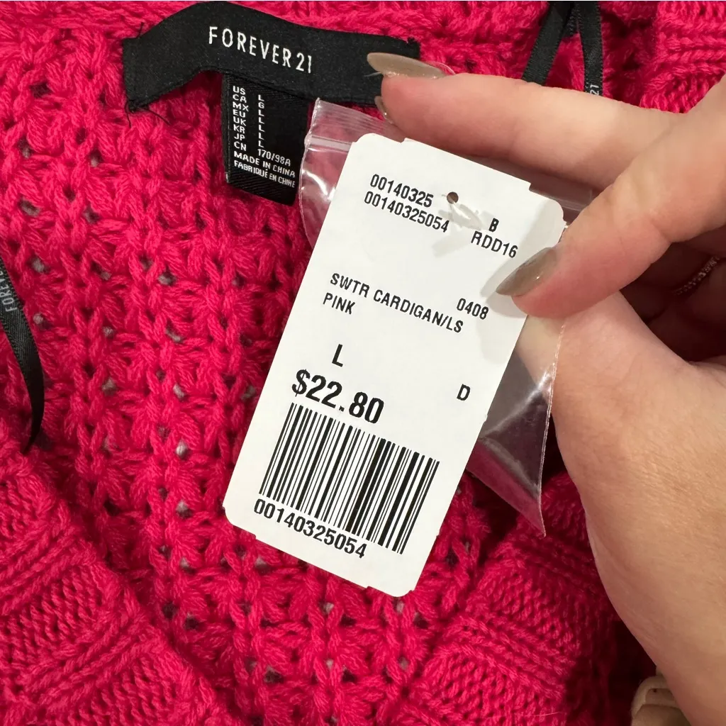 Forever 21 pink cardigan Large‎ NWT - Image 4