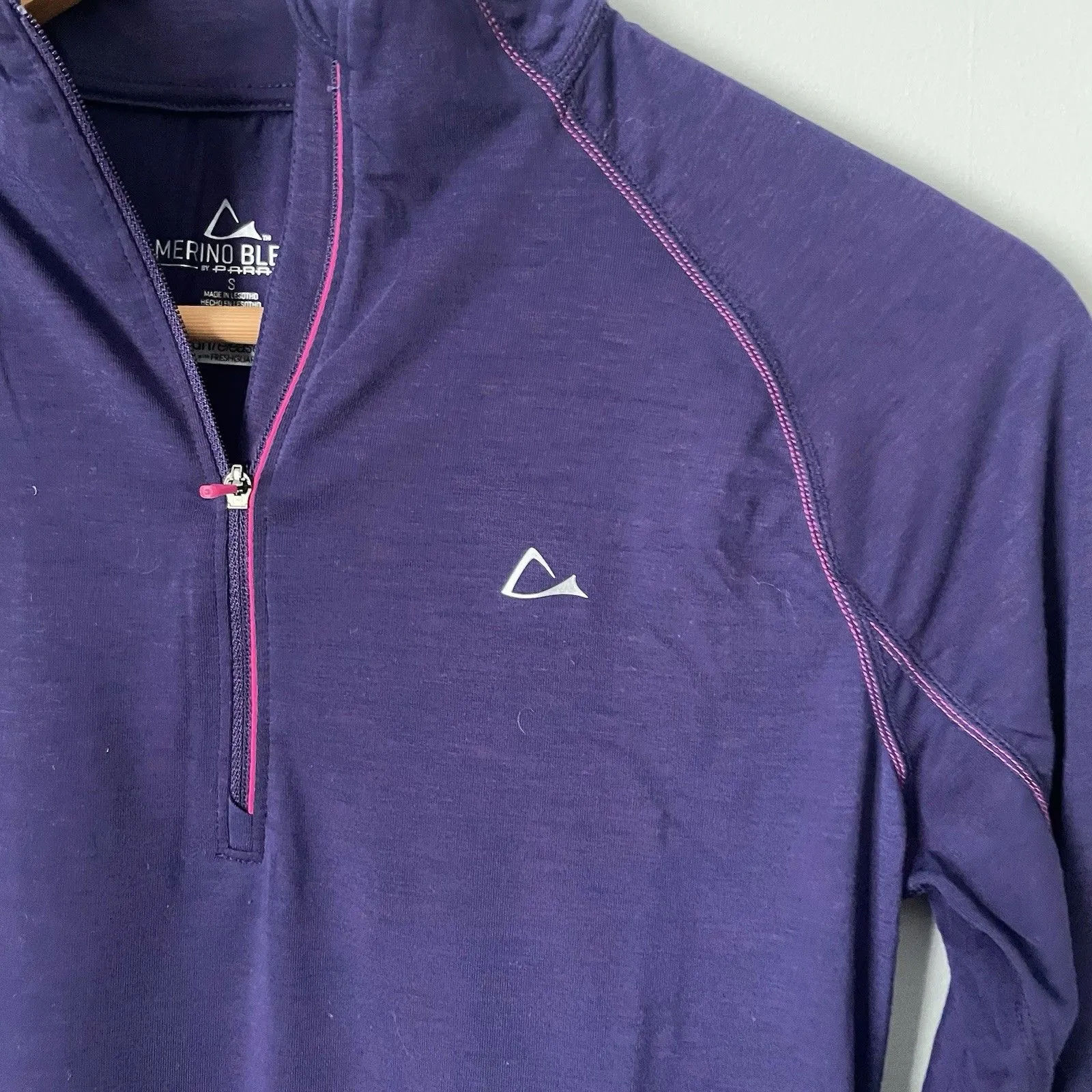 Merino Blend by Paradox Women's Purple Zip Up Base Layer Top Long Sleeve Small - Image 5