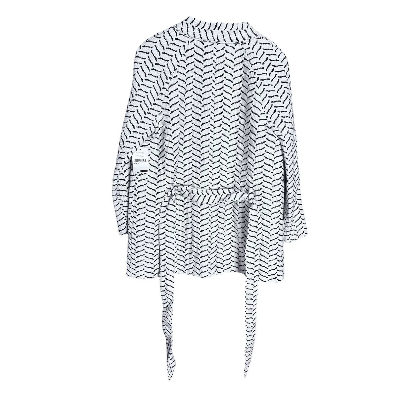 AYR  White Seagull Herringbone Pattern Belted Blazer Jacket Size L - Image 7