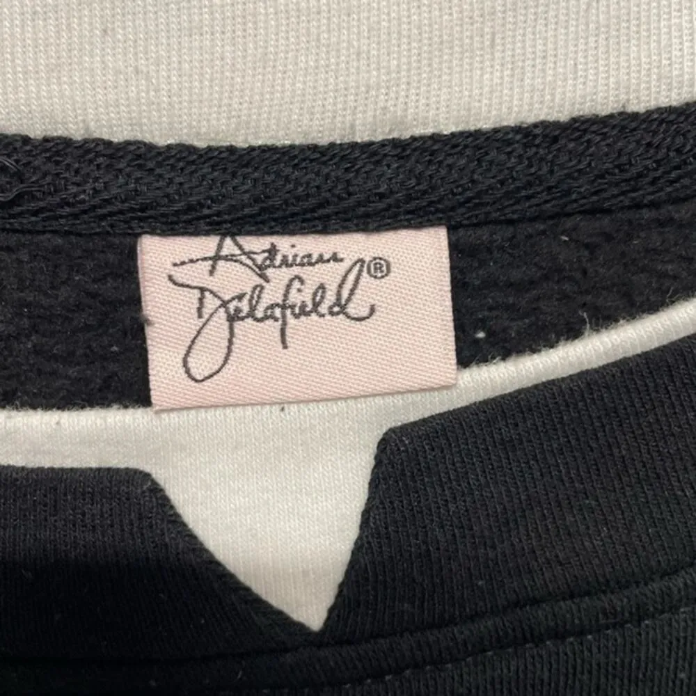 Adrian Delafield Black Embroidered Floral Vintage 90s Sweatshirt Sweater Size XL - Image 4