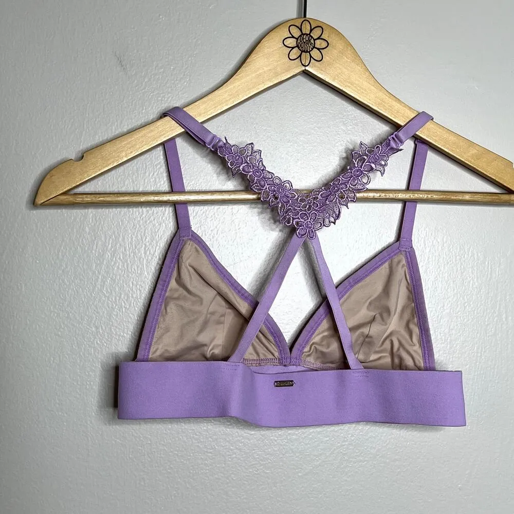 PINK Victoria's Secret Criss Cross Purple Lace Bralette - Image 5