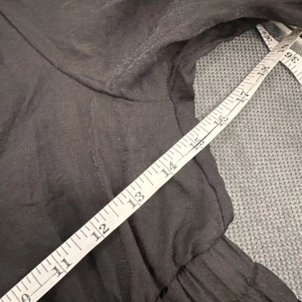 Puff Sleeve Deep V Neck Midi Dress Tiered A Line Small Goth, Voodoo, Cottagegoth Black - Image 5