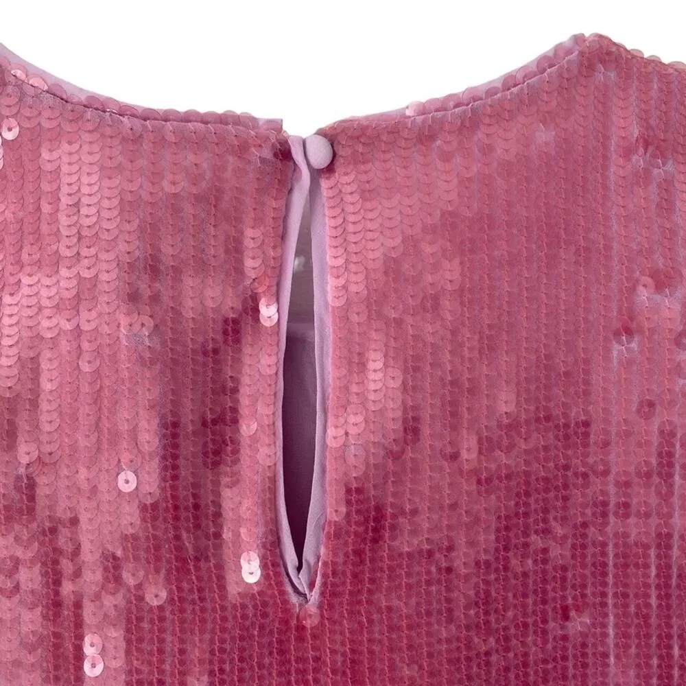 J. Crew Collection Pink Sequin Shell Blouse Lined size Large - Image 7