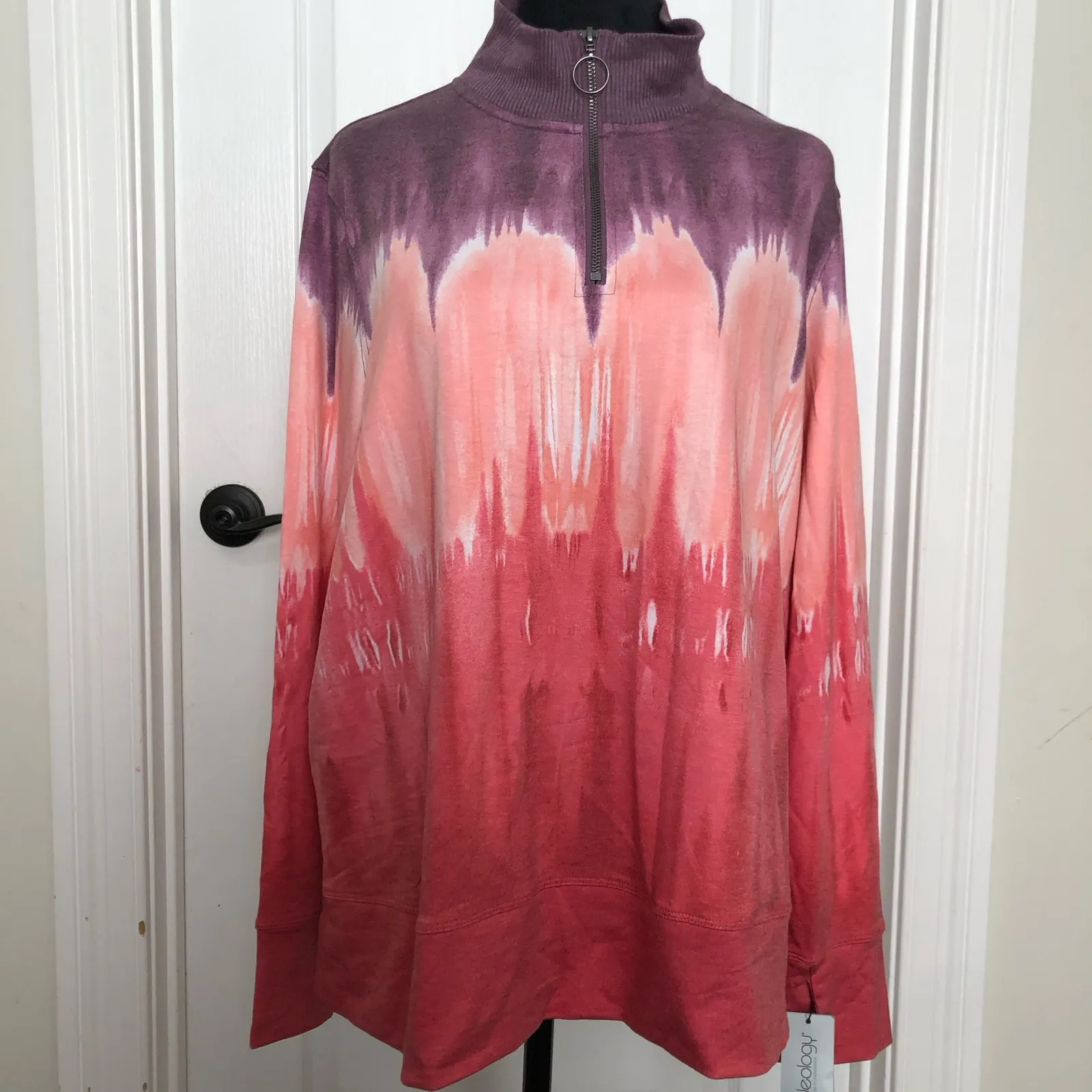 Ideology‎ Womens Sweatshirt Size 1X Multicolor Tie Dye Quarter Zip Pullover NWT - Image 3