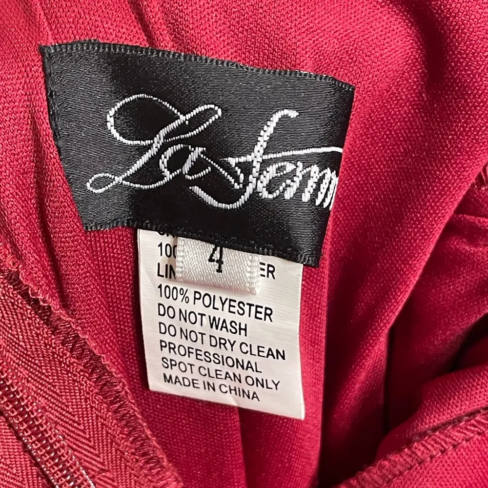 LA FEMME 26141 Burgundy High Neck Low Back Gown - Image 7