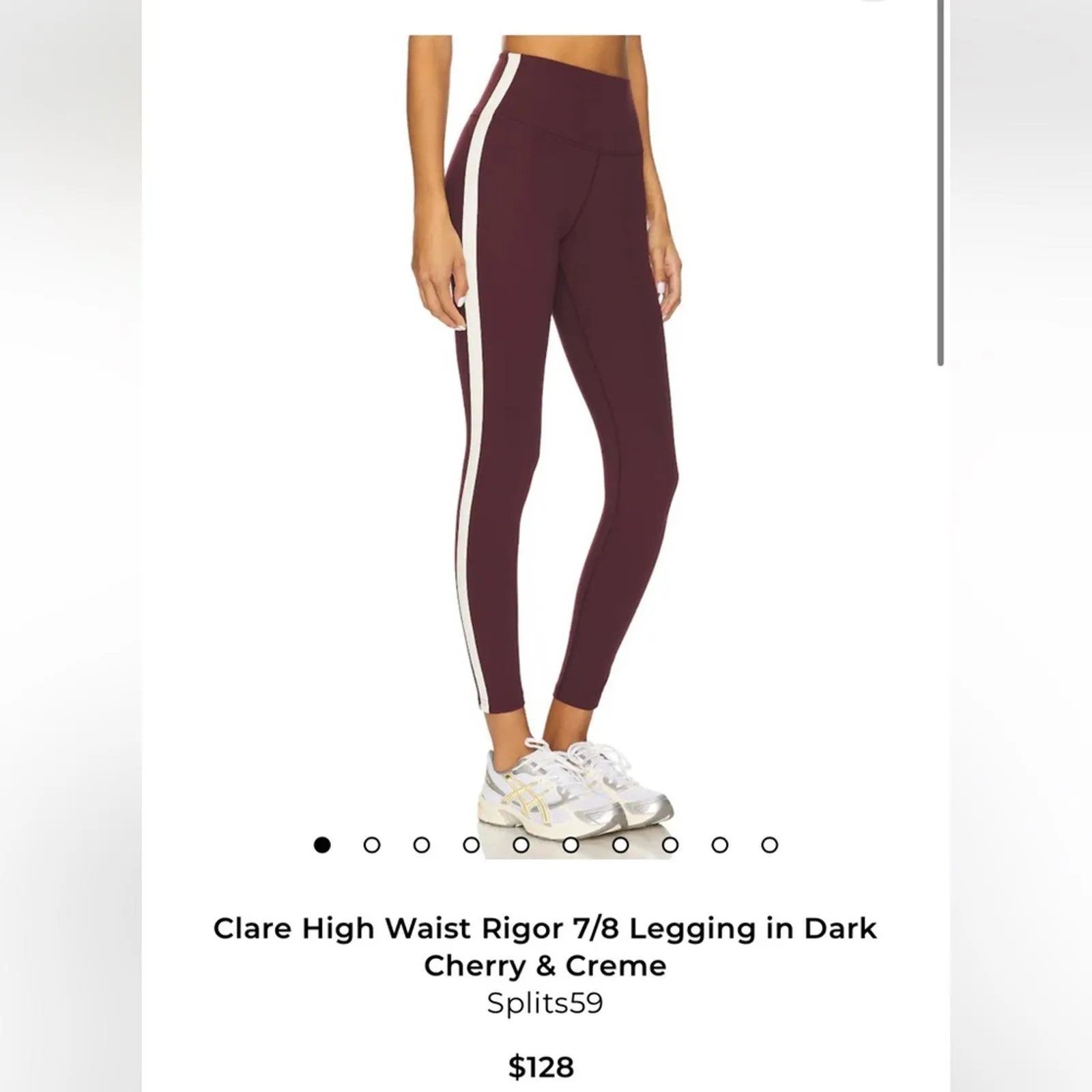 SPLITS59 Clare High Waist Rigor 7/8 Leggings in Dark Cherry / Creme XS $128 - Image 2