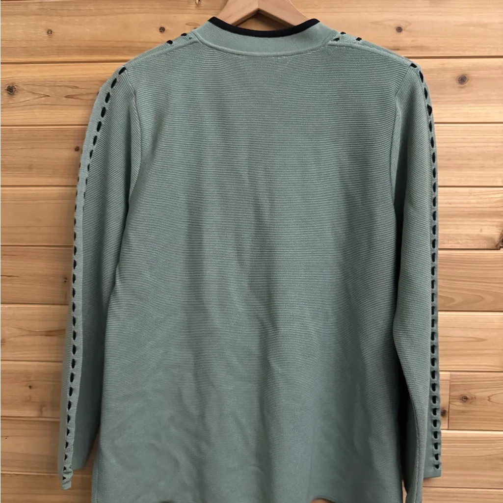 Vintage Exclusively Misook Size 2X Full Zip Acrylic Green Blue Cardigan - Image 10