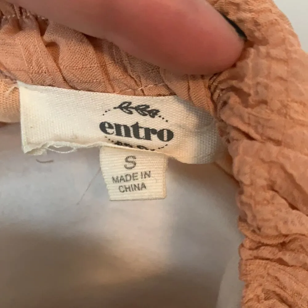 Entro Mock Neck Ruffle Blush Blouse Sz S - Image 7