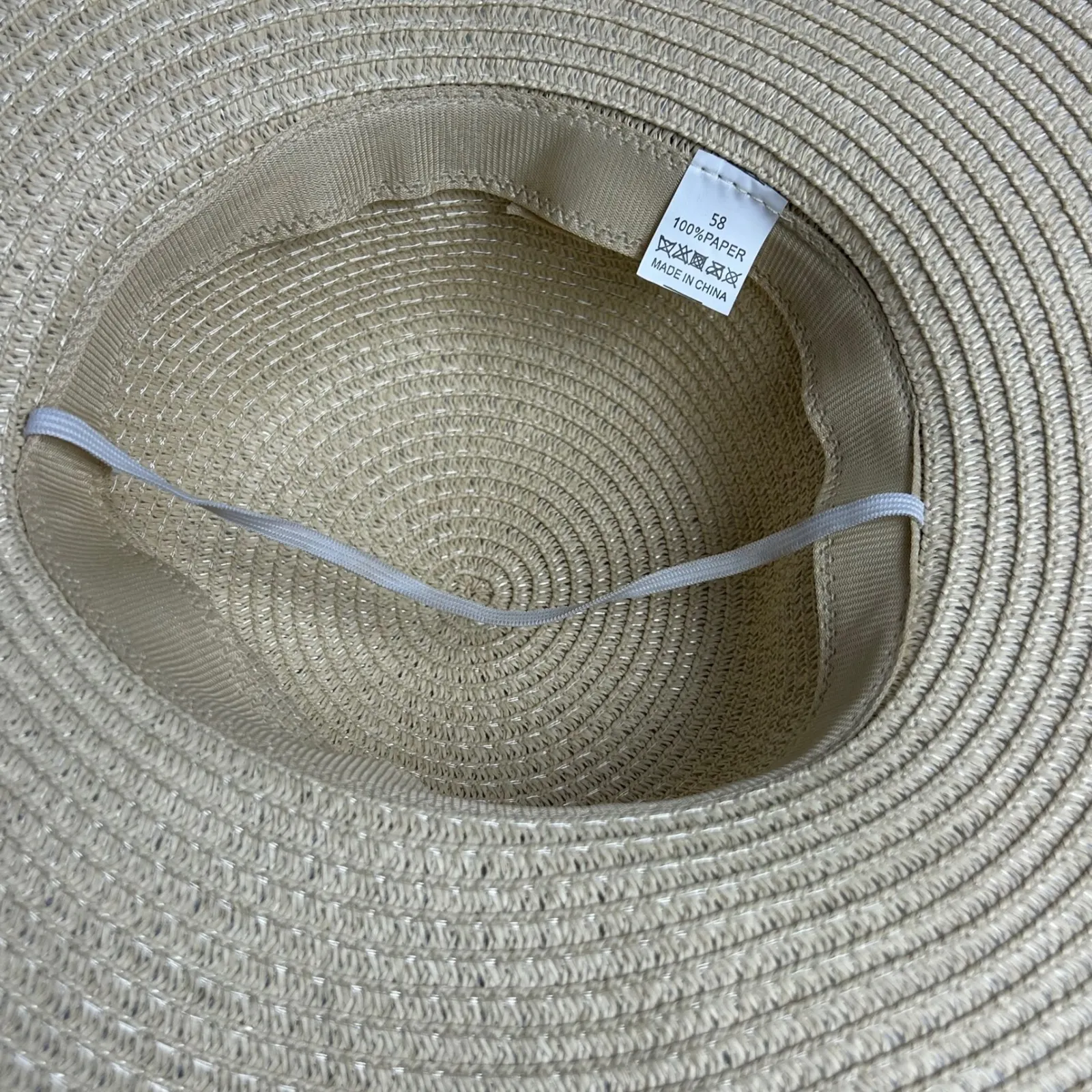 Wide Brim Straw Sun Hat Floppy Beach Vacation Fedora Black Band Tan - Image 9