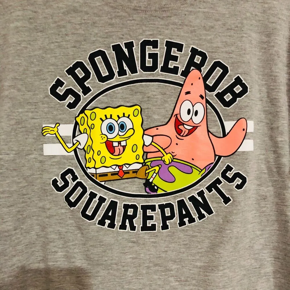 Nickelodeon Women's T-Shirt Spongebob Square Pants Graphic Crew Neck Gray Medium - Image 2