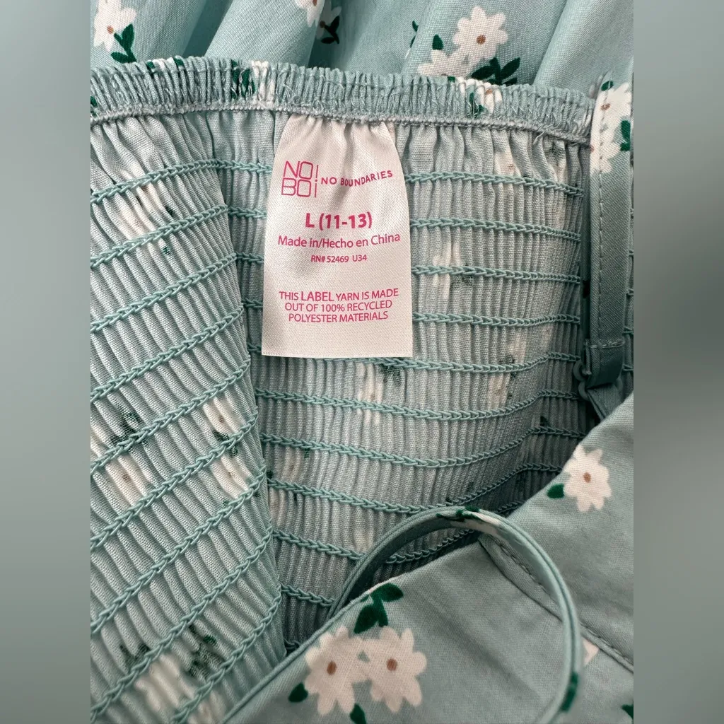 NO BOUNDARIES Teal Floral Bustier Poplin Dress in Juniors Size L 11-13 Women New - Image 6