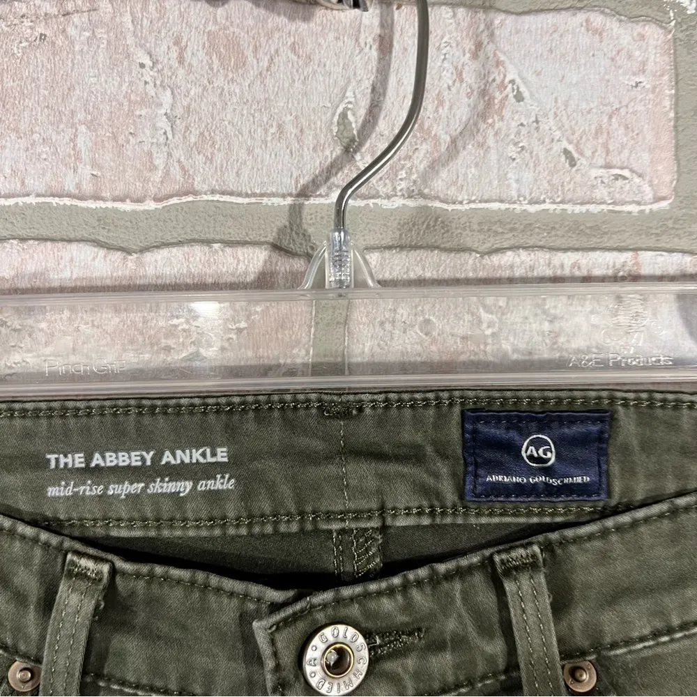 Ag The Abbey Ankle Midrise Super Skinny Ankle Jeans in Dark Olive Green Size 26 - Image 10