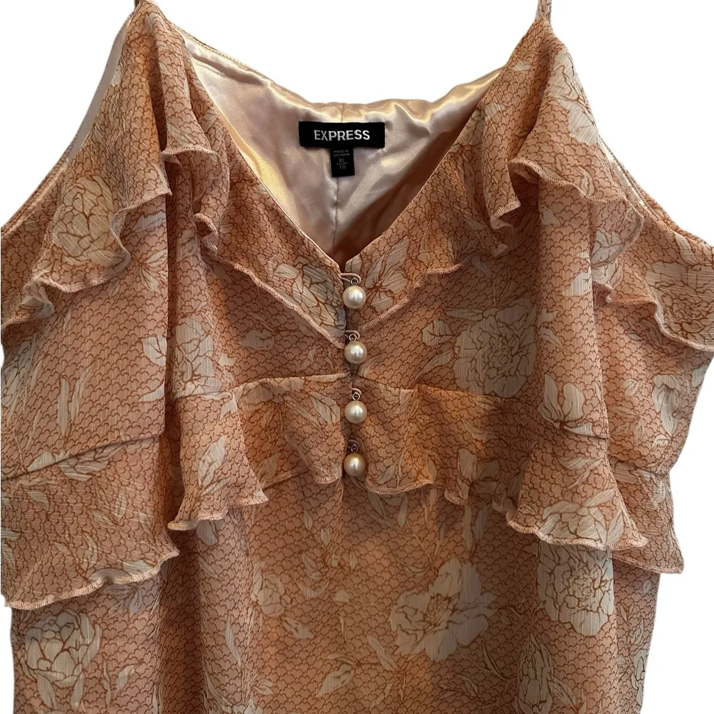 Express Babydoll Cami Ruffle Pearls Fairy Coquette Feminine Romantic Size XL - Image 2