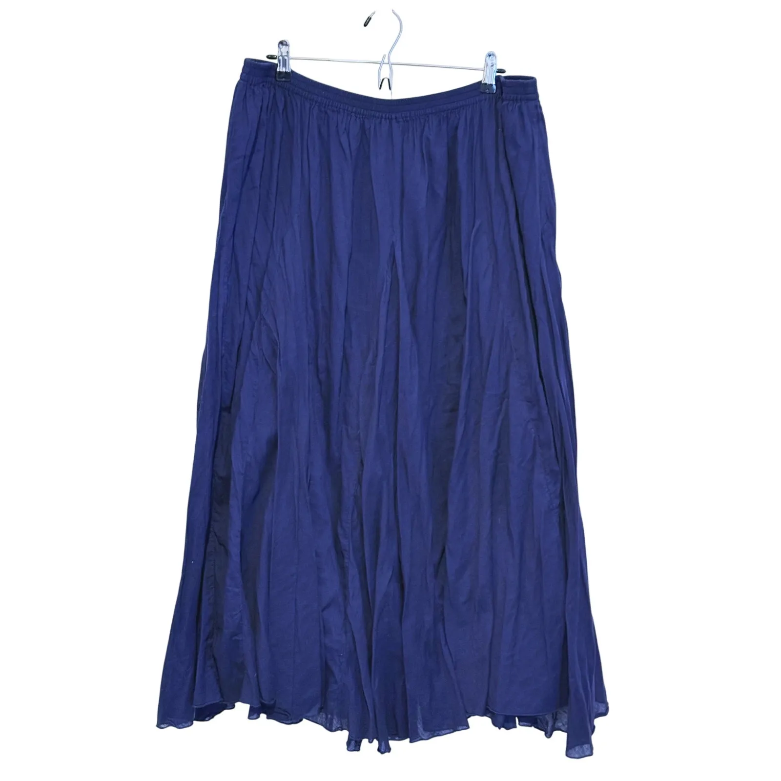 Jessica London Coastal Crinkled Elastic Midi Skirt 22W Navy Flowy Cottagecore - Image 3