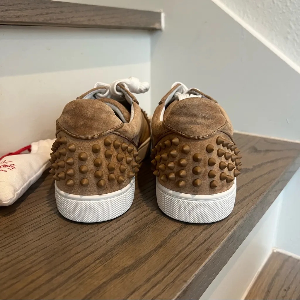 Christian Louboutin Vieira 2 Orlato Low Top Suede Spike Sneakers in Beige - Image 6