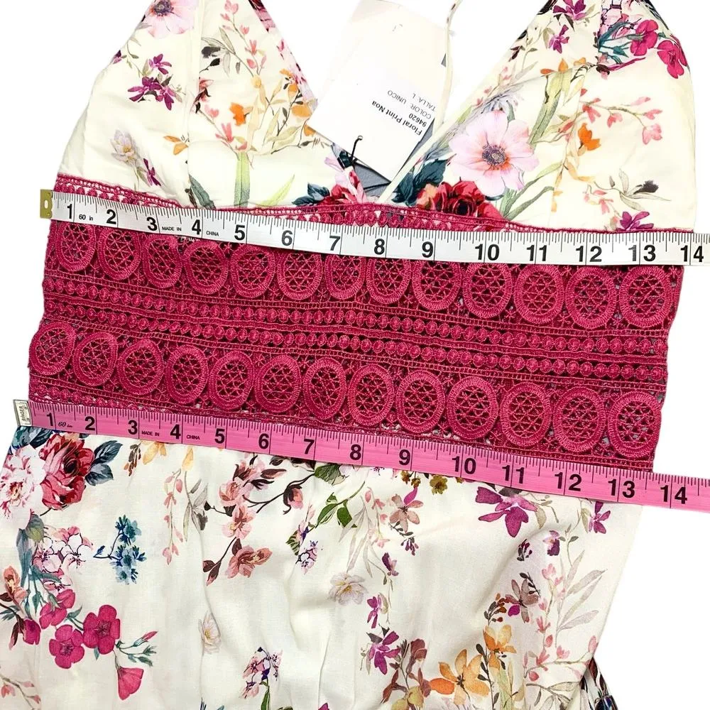 Charo Ruiz NEW Noa Crocheted Lace Floral Cotton Voile Asymmetrical Dress Large White - Image 12