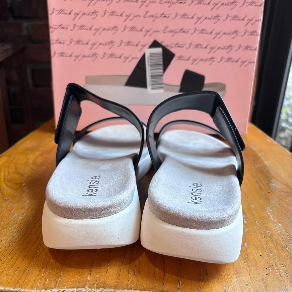 Kensie womens Jipsy adjustable slip on slides sandals black 11 - Image 3