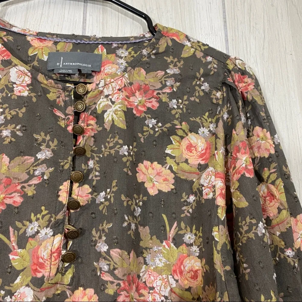 Anthropologie Abiona Floral Peasant Blouse size S Small - Image 9