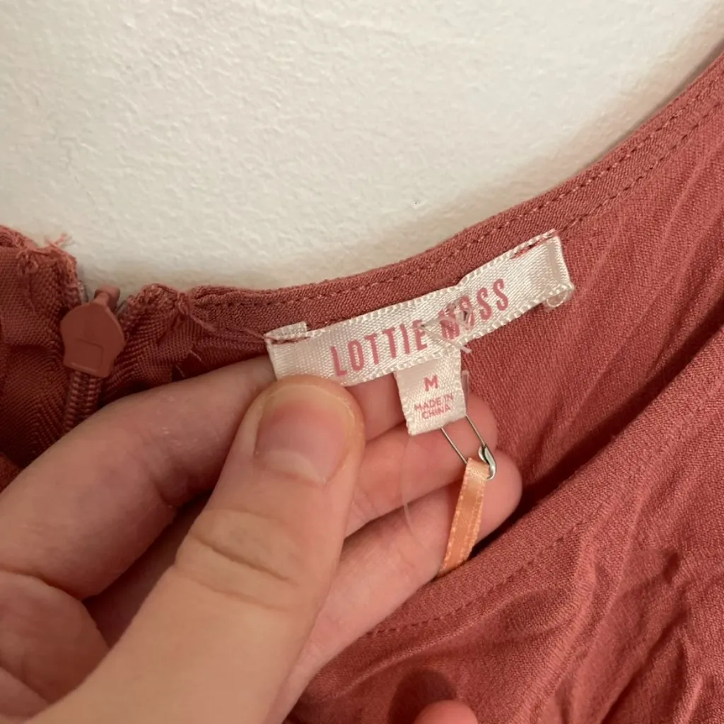 NEW NWT LOTTIE MOSS PACSUN Slit Mini Dress Rose Pink Mauve Tank Dress Sundress M - Image 5