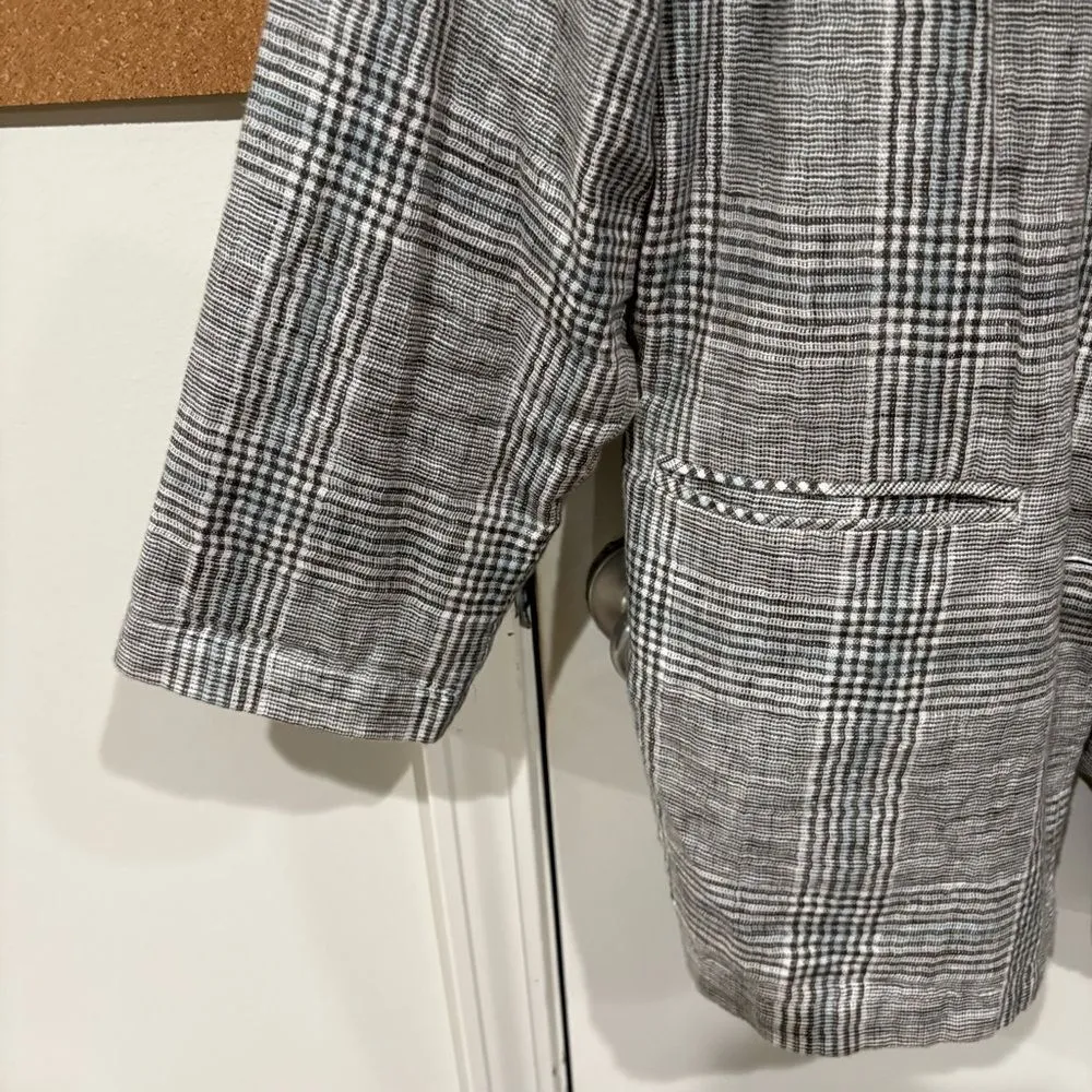 J. Jill boyfriend over sized plaid jacket linen blend blazer Women’s size XL Black - Image 4