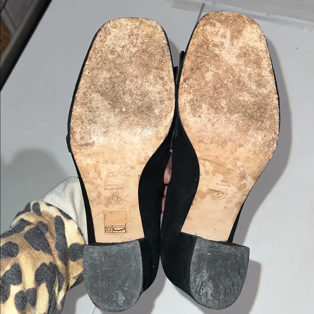 M. Gemi Lettura Block Heel buckled Fringe Loafer size 37 made in Italy leopard Black - Image 7