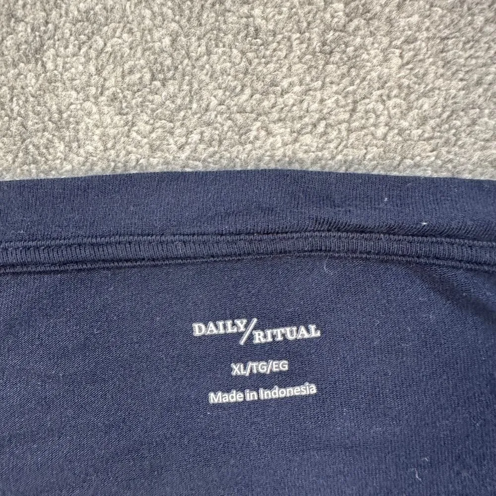 Daily Ritual Navy Blue 3/4 Sleeve Tunic Shirt Women's XL Casual Crew Neck Top - Image 2