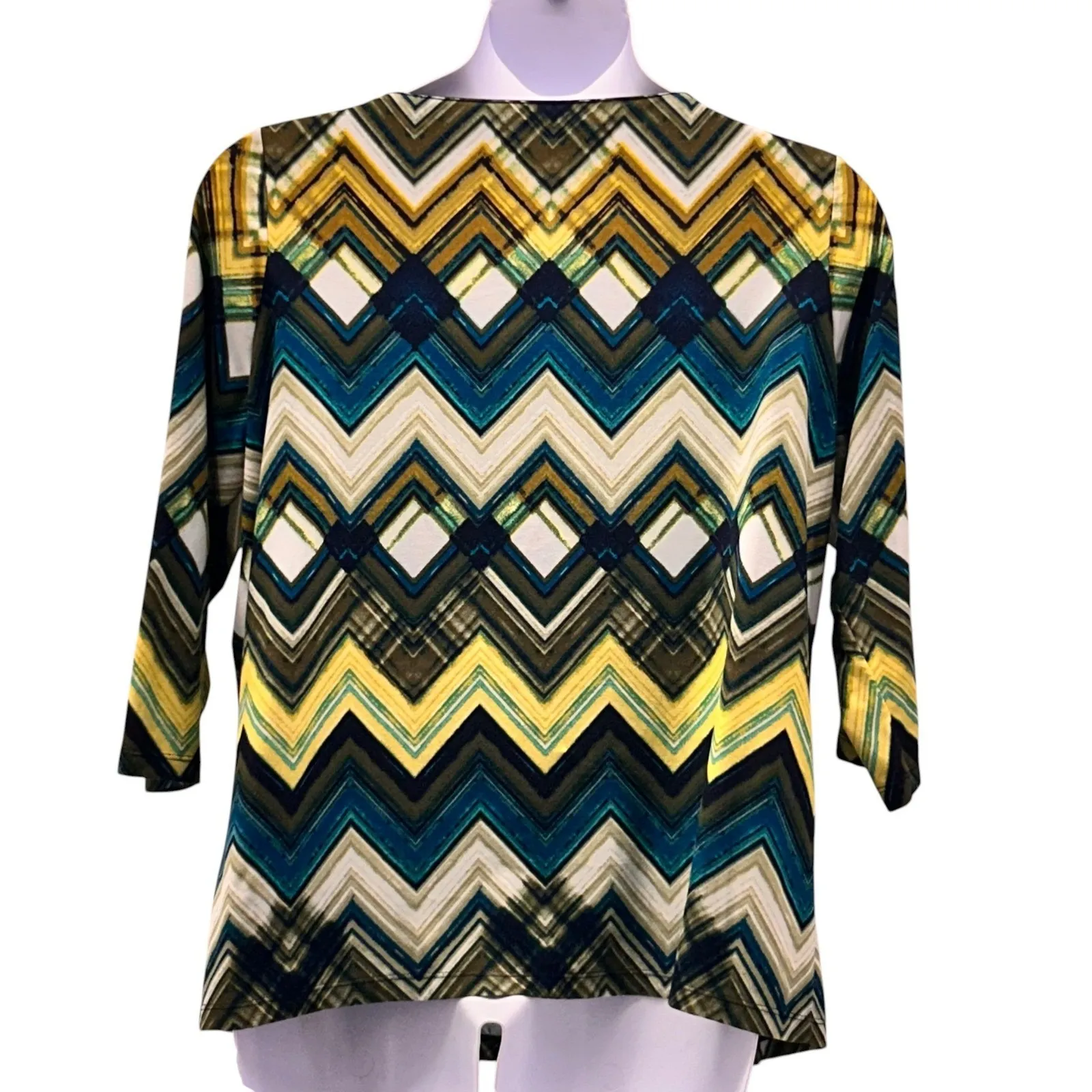 Susan Graver Liquid Knit Blouse Blue XL - Image 2