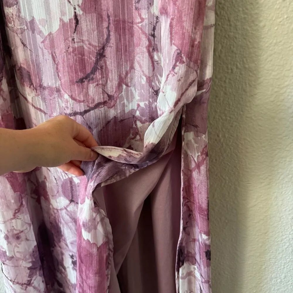 Lulu’s Sparkling Summer Purple Floral Lurex Maxi Dress Size Small - Image 5