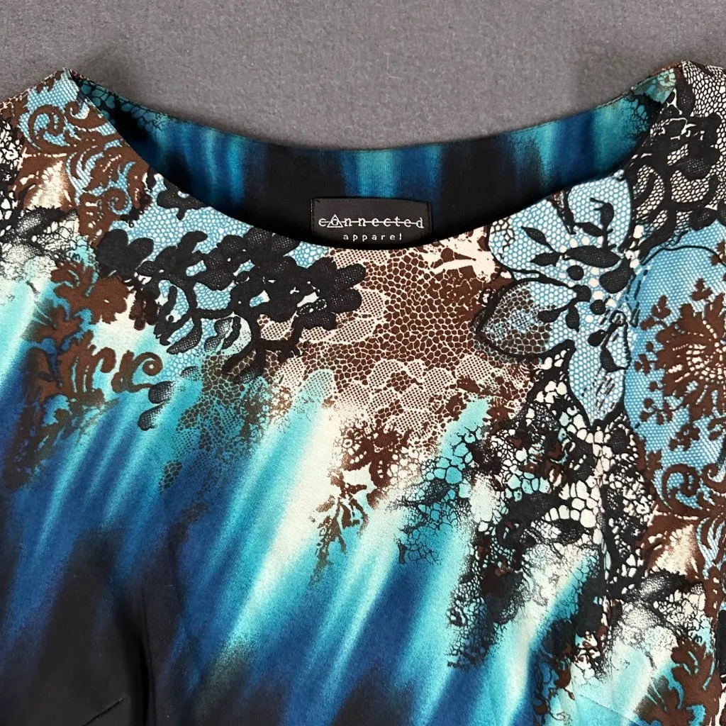 Vtg Connected Apparel 6 Round Neck Pullover 3/4 Sleeve Sheath Dress Knee Length - Image 4