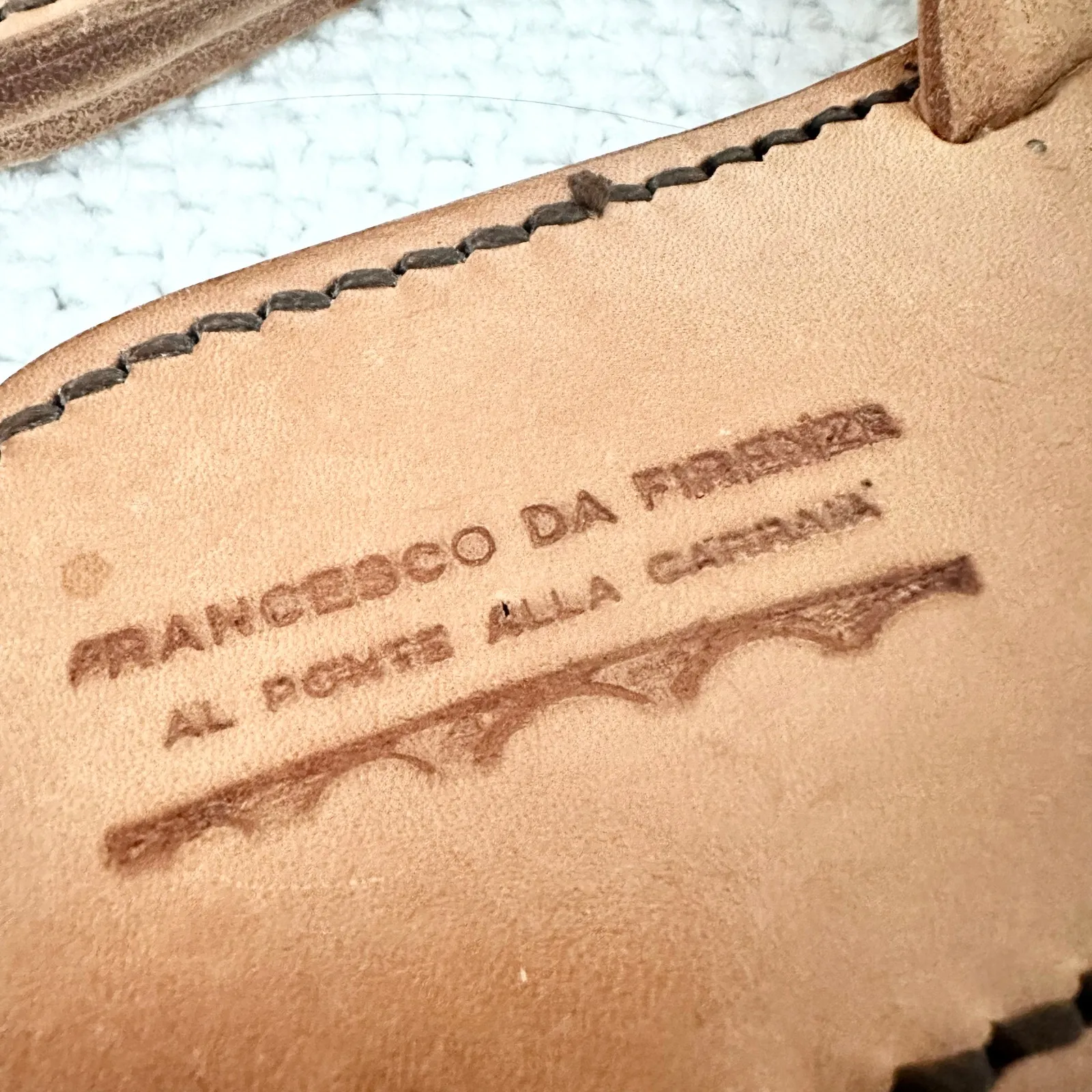 Francesco Da Firenze Cognac Leather Knot Thong Sandals Made in Italy 9.5 - Image 5