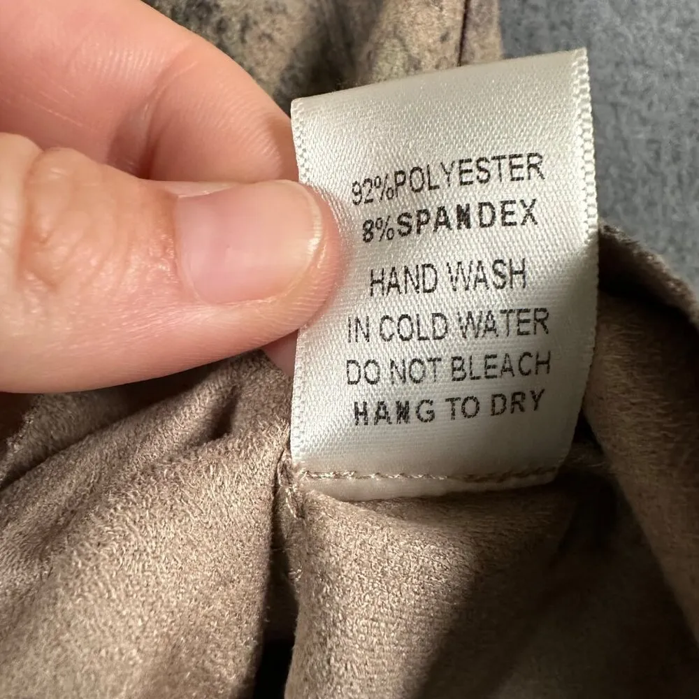 Joh Womens M Aurora Tunic Dress Vegan Suede Round Neck Artsy Western Print Tan Size M - Image 8