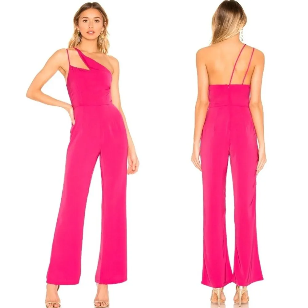 Super Down Jumpsuit Women Small Pink One Shoulder Anouk Cut Out Party Cocktail‎ - Image 2