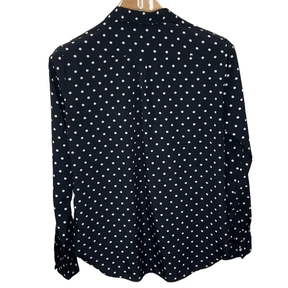Kut from the Kloth black polka dot satin button down shirt size S - Image 10
