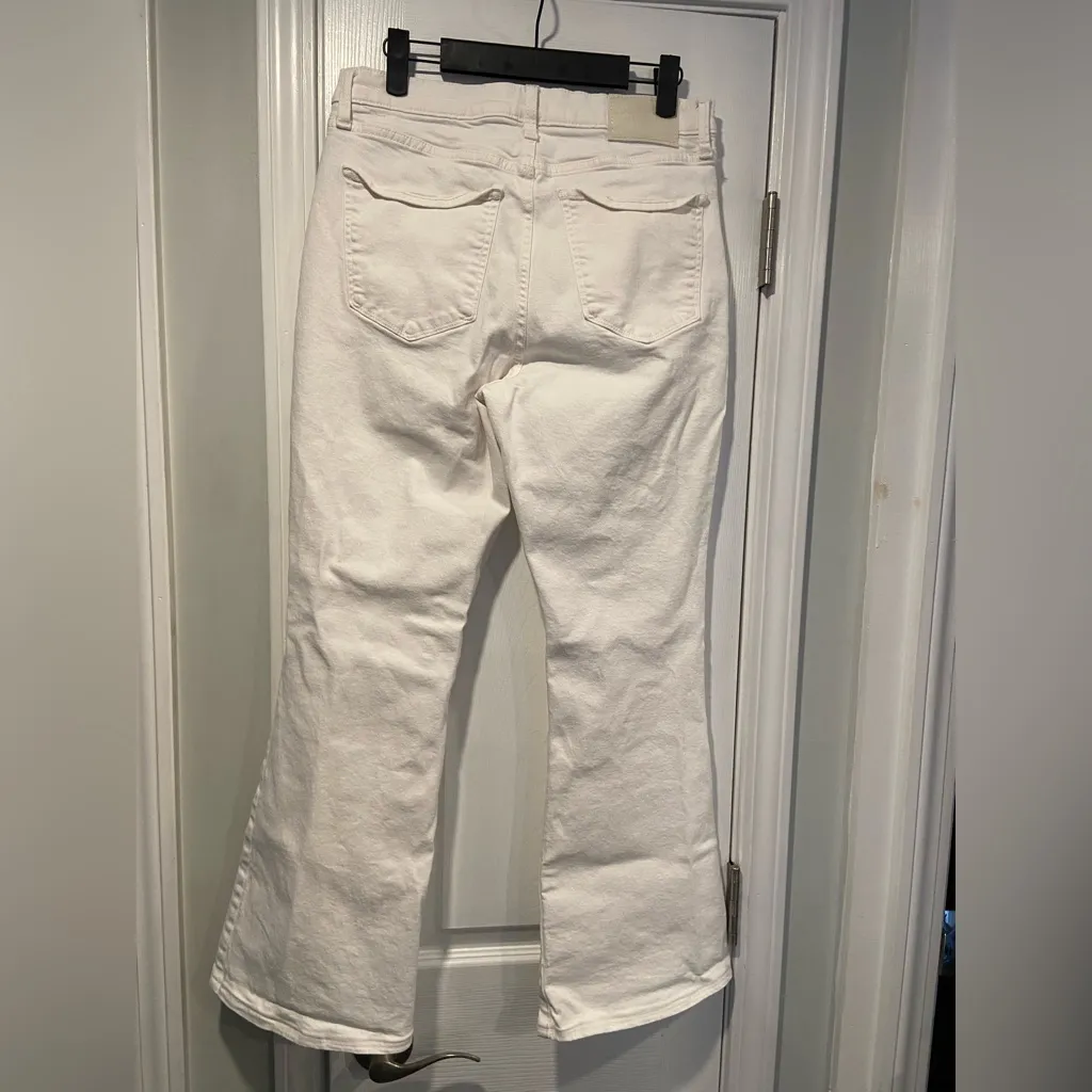 Lucky Brand Size 10 White High Rise Flare Stevie Bootcut Stretch Denim Jeans - Image 3