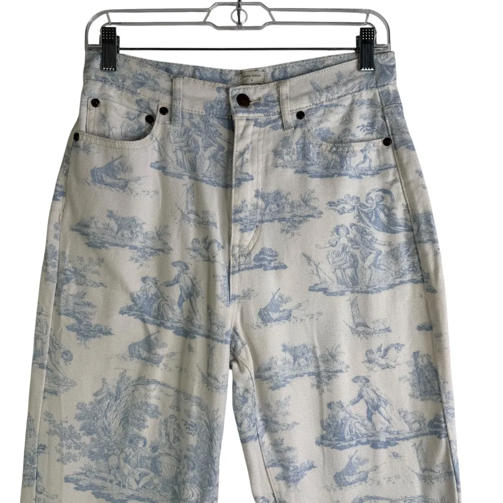 Urban Outfitters x Laura Ashley Toile High-Waisted Jeans Cherub Blue & White 28 - Image 4