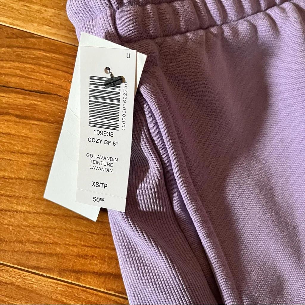 Aritzia TNA Cozy Fleece Boyfriend Sweatshorts New XS Lavender - Image 8